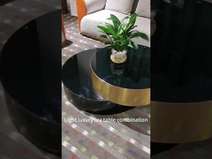 आधुनिक हाई-एंड स्टेनलेस स्टील कड़ा ग्लास होटल लिविंग रूम कॉफी टेबल