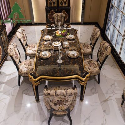 खरीदें ब्रिटिश रॉयल स्टाइल डाइनिंग टेबल सेट 6 सीटों का लक्जरी लकड़ी का डाइनिंग टेबल सेट online manufacture