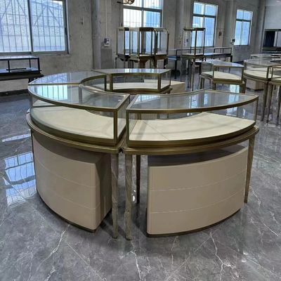 कस्टम मॉडर्न ज्वेलरी डिस्प्ले शोकेस राउंड काउंटर टॉप कैबिनेट