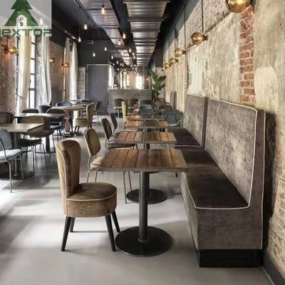 अच्छा मूल्य संपूर्ण होटल रेस्तरां फर्नीचर कपड़ा चमड़ा एल आकार कॉर्नर बूथ सोफा सेट लकड़ी की कुर्सियाँ ऑनलाइन